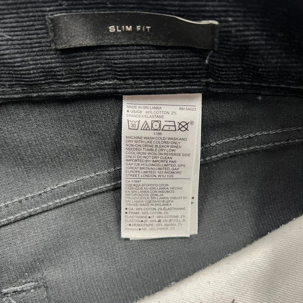 Banana Republic Traveler Corduroy Pants Mens 32x30 Black Slim Fit Stretch Cords